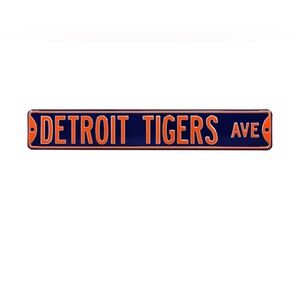 AUTHENTIC MLB LICENSED Detroit Tigers 6" x 36" Steel Street Sign - Navy & Orange